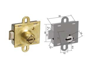 Serratura da incasso per casellario 143 - (143) - scatola in acciaio lucido/tropicalizzato, cilindro ø mm.14 con 2 chiavi solo scrocco
