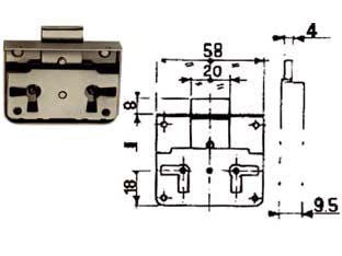 Serratura 1/2 scatola da applicare - mm.15 - corpo e catenaccio in acciaio lucido, 1 mandata, con 1 chiave a una leva innesto femmina