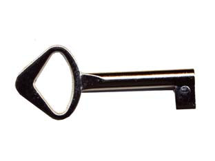 Chiavi per mobili in acciaio - mm.58x24 lunghezza gambo mm.35 - in acciaio con finitura nichelata innesto femmina, leva grande