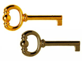 Chiavi per mobili in zama - mm.74 lunghezza gambo mm.43 - oro lucido - innesto femmina