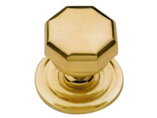 Pomolo prestige ottagonale per portoncino in ottone lucido - ø mm.70 - in ottone lucido verniciato