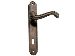 Maniglia barocco con placca in ottone - mm.90 - ottone bronzata sfumata verniciata, quadro mm.8