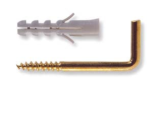 Tassello in nylon appendiquadro sx4g pz.10 - fornito con gancio ottonato, e particolarmente adatto per appendere quadri, ø mm.4x20 gancio mm.2,5x30