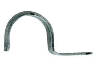 Gaffetta cavallotto a un foro - ø mm.13 - gaffetta in acciaio zincocromato con asola per fissaggio a vite, utilizzo per tubi e cavi