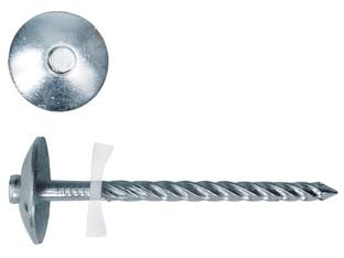 Chiodi autofilettanti con rondella in nylon - ø mm.4,3x70 - ø mm.4,3 testa ad ombrello e filetto rullato in acciaio zincato