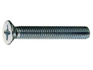 Viti per metallo 4.8 testa svasata piana - ø mm.3x50 - interamente filettate senza dado, filettatura MA metrica ISO passo grosso, in acciaio zincato classe 4.8 UNI 7688 DIN 965