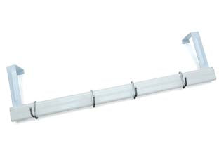 Appendiabiti per porta pronty bianco - cm.60 - barra in alluminio, con 4 ganci cromati in metallo