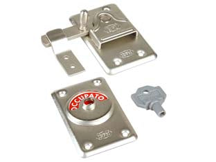 Catenaccio libero-occupato con incontro art.33 - mm.48x80h. - in acciaio verniciato con chiave, quadrello mm.4