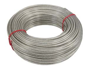 Cavetto acciaio zincato rivestito in pvc trasparente - ø mm.6 in rotoli da mt.100 - resistente da -20°C a +50°C