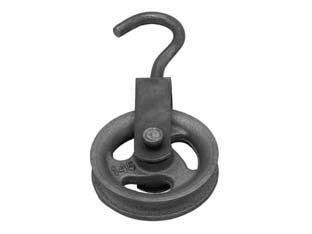 Carrucola da pozzo - ø mm.180x35 - in acciaio lucido e ruota in ghisa, gancio girevole