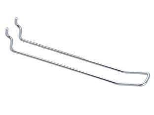 Ganci a 2 fili semplici per pannelli forati - ø mm.3,8x300 l. - in ferro zinco cromato, interasse mm.25