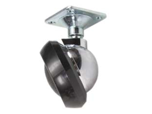 Ruote mezza sfera con piastra - ø mm.42 piastra mm.28x28 - ruota piroettante nylon, supporto in zama cromato