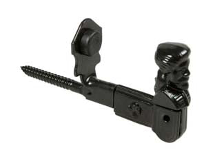 Fermapersiane ad omino con vite e fermo - mm.140x60h. verniciato nero - in acciaio, fermo fisso con entrata max da mm.60, omino in lega