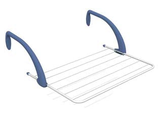 Stendibiancheria brezza 60 mt.5 - cm.69x53,5x27,5h. - portata max Kg.8, peso Kg.1,29, in acciaio verniciato e con aggancio in plastica regolabile da balcone, stretto e lungo dispo...