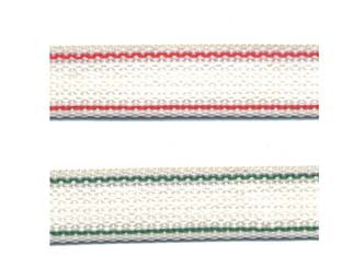Cintino nylon rigato rosso e verde per avvolgibili - mt.50x mm.22h. in rotolo gr.23 per metro - mm.22h. in nylon bicolore realizzato con filati in polipropilene con speciale lavorazione dell’anima e dei bordi, che imped...