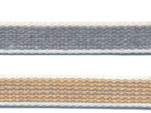 Cintino cotone avana e grigio per avvolgibili - mt.50x mm.18h. in rotolo - in colore bicolore, realizzati con filati di cotone con speciale lavorazione dell’anima e dei bordi, che impedisce la sfilacc...