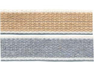 Cintino cotone avana e grigio per avvolgibili - mt.50x mm.22h. in rotolo gr.20 per metro - in cotone bicolore, realizzati con filati di cotone con speciale lavorazione dell’anima e dei bordi, che impedisce la sfilacc...