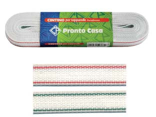 Cintino nylon rigato rosso e verde per avvolgibili in matassine - mt.7x mm.22h. in matassina - in nylon bicolore realizzato con filati in polipropilene con speciale lavorazione dell’anima e dei bordi, che impedisce la sf...