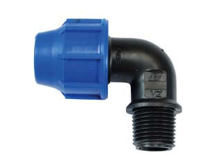 Raccordo a compressione gomito 90° maschio pn16 - ø mm.25x M 1' - in polipropilene, PN16