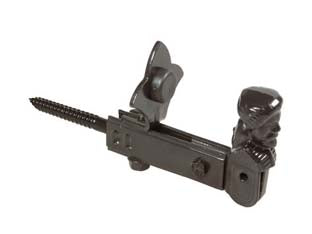 Fermapersiane ad omino con vite e fermo regolabile - mm.130x60h. verniciato nero - in acciaio con fermo regolabile con entrata max da mm.60, omino in lega