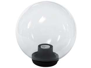 Globo incolore con base e portalampade - ø mm.250 max 60w - per uso in ambiente interno ed esterno, idoneo per il montaggio a palo o a parete con braccio ns codice 11136, globo in metac...