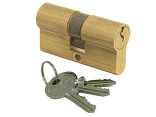 Cilindri a infilare logo sagomato 08011 - mm.70 decentrato (40x30) 08011120 - corpo in ottone con 3 chiavi in ottone nichelato