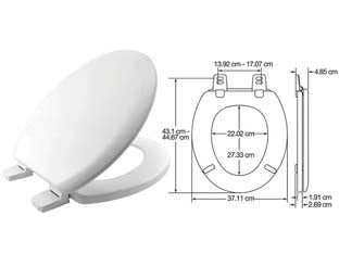 Sedile wc universale poliver proseat - in legno stampato e laccato colore bianco con cerniere in plastica