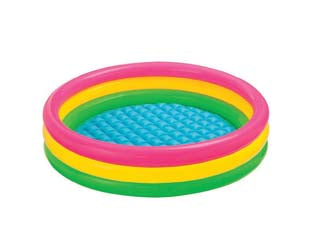 Piscina gonfiabile tonda 3 anelli +2 anni - ø cm.114x25h. - peso kg.1,20 (57412) - in vinile spessore anelli mm.0,20 fondo mm.0,18, con fondo gonfiabile a bolle soffici, capienza d'acqua modello mt.114 lt.131...