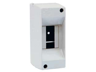 Centralino da parete senza sportello ip40 - mm.55x80x135h per 1/2 moduli - 4W (90.02) - in tecnopolimeri termoresistenti senza sportello, binario DIN stampato nella base, colore grigio RAL 7035, IP40