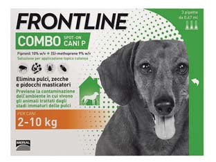 Frontline combo per cani piccoli - in confezione da 3 pipette - per cani da Kg.2 a Kg.10, è una soluzione insetticida e acaricida in forma spot-on per cani, grazie alla combinazione dei suo...