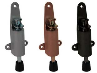 Fermaporta a pedale - mm.50x120h. colore bronzo - in zama verniciato, perno centrale con molla