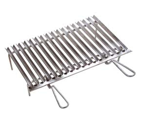 Griglia raccogligrassi due manici - cm.60x35x12h. - in acciaio inox, impugnatura doppia, piedini inferiori, canali raccolta liquidi