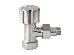 Rubinetto per cassetta singolo - M 3/8' - in ottone cromato, con guarnizione o-ring in NBR, temperatura -10°C +90°C