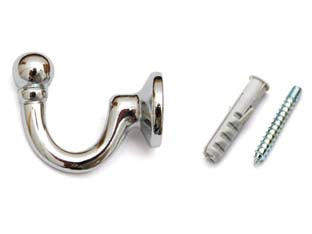 Ganci raccoglitenda grandi cromo - mm.37 - con viti e tasselli compresi