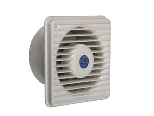 Aspiratore elettrico da parete assiale automatico 15w - ø mm.100 di foro art.T100 - 15w di potenza, tensione 240v portata aria 100mc/h., realizzato in materiale termoplastico, fissaggio a muro mediante tasse...