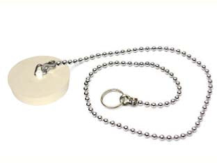 Tappo in gomma bianca con catena - ø mm.40 - corpo in gomma bianca con catena