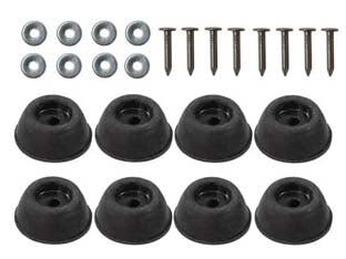 Paracolpi conici alti neri - ø mm.25x10h. - in gomma, dotati di viti e rondelle