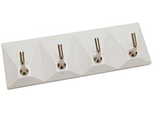 Ganci adesivi in plastica bianchi 4 posti - mm.120x40h. - con gancio in metallo