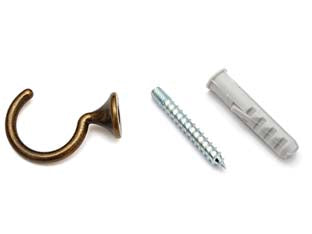 Ganci raccoglitenda a filo micro bronzo - mm.29 - con viti e tasselli compresi