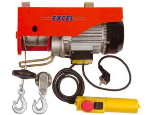 Paranco elettrico kg.200-400 1000w cavo mt.18 - 1000w di potenza, tensione 230v / 50Hz, portata kg.200 a cavo singolo max altezza mt.18 con velocità di sollevamento di 8 m...