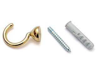 Ganci raccoglitenda a filo micro oro - mm.29 - con viti e tasselli compresi