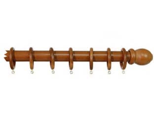 Bastone in legno senza supporti Ø mm.35 olmo - cm.240 - completo di terminali laterali, anelli con occhiolo ottonato (supporti aperti esclusi)