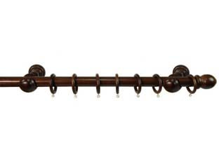 Bastone in legno con accessori Ø mm.23 noce - cm.200 - completo e pronto per il montaggio con supporti a muro e viti di fissaggio, pomoli terminali, anelli con occhiolo ottonato