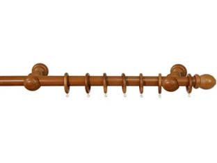 Bastone in legno con accessori Ø mm.23 olmo - cm.160 - completo e pronto per il montaggio con supporti a muro e viti di fissaggio, pomoli terminali, anelli con occhiolo ottonato