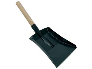 Paletta per carbone con manico - cm.17x43h. - in metallo verniciato nero, manico in legno