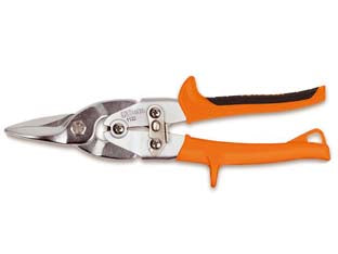 Cesoie a doppia leva dritte per lamiera art.1122 - mm.250 lame diritte cromate, impugnatura ricoperta in bimateriale