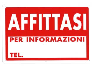 Cartello affittasi - cm.30x20h. - in polipropilene compatto