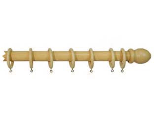 Bastone in legno senza supporti Ø mm.35 naturale - cm.200 - completo di terminali laterali, anelli con occhiolo ottonato (supporti aperti esclusi)