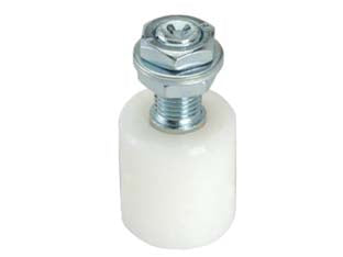 Oliva per cancello in nylon bianco art.450 - ø mm.40x60h. - con vite a testa esagonale e dadi zincati