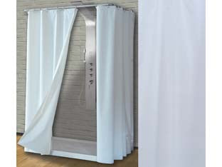 Tenda per doccia in peva tinta unita colore bianco - cm.180x200h. - modello BIANCO tinta unita completa di anelli, dimensioni riducibili, non contiene sostanze tossiche